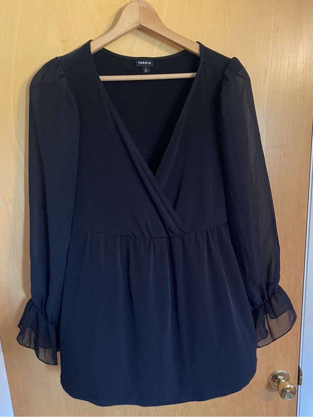 Torrid Black Chiffon Surplice BabyDoll Top 2x
